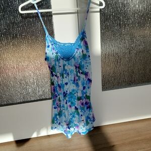 Floral Lace Trim Cami - Blue and Purple